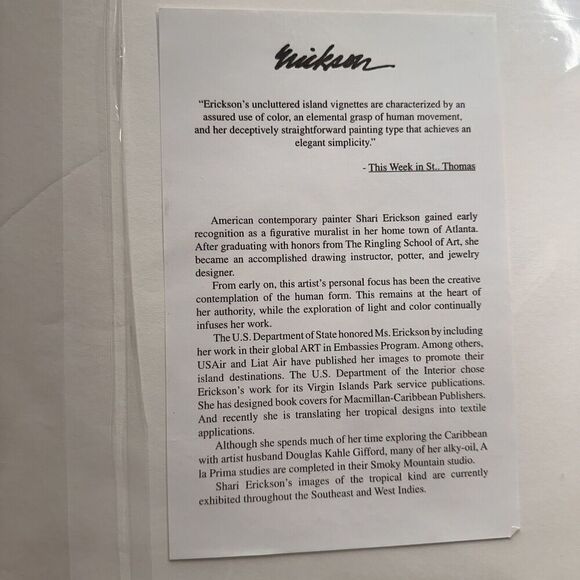 Shari Erickson Regatta Signed Print  Sail Boat St. Thomas Art Print Erickson - Picture 4 of 10